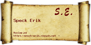 Speck Erik névjegykártya